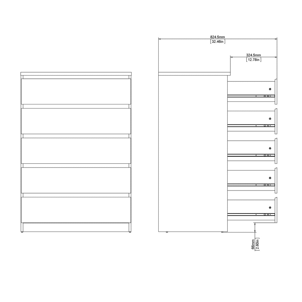 Naia Chest of 5 Drawers in Black Matt - image 11