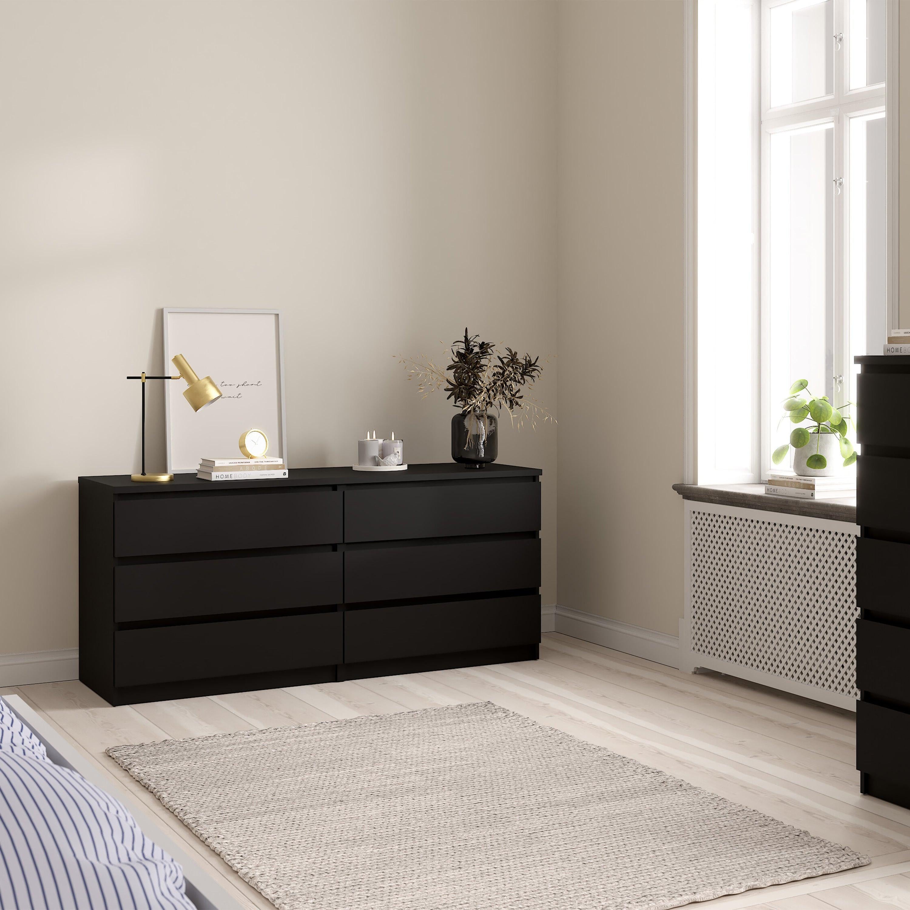 Naia Wide Chest of 6 Drawers (3+3) in Black Matt - image 5