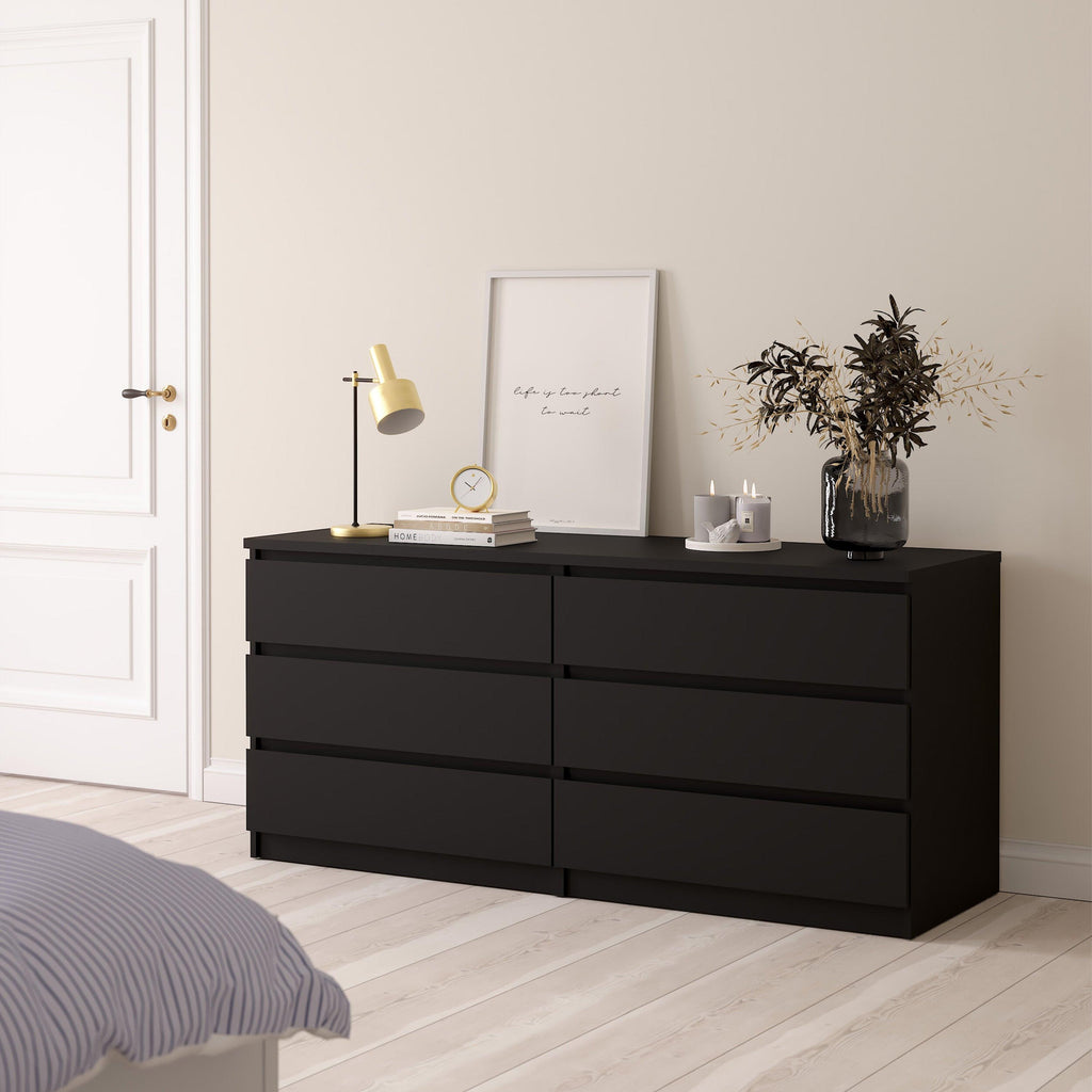 Naia Wide Chest of 6 Drawers (3+3) in Black Matt - image 6