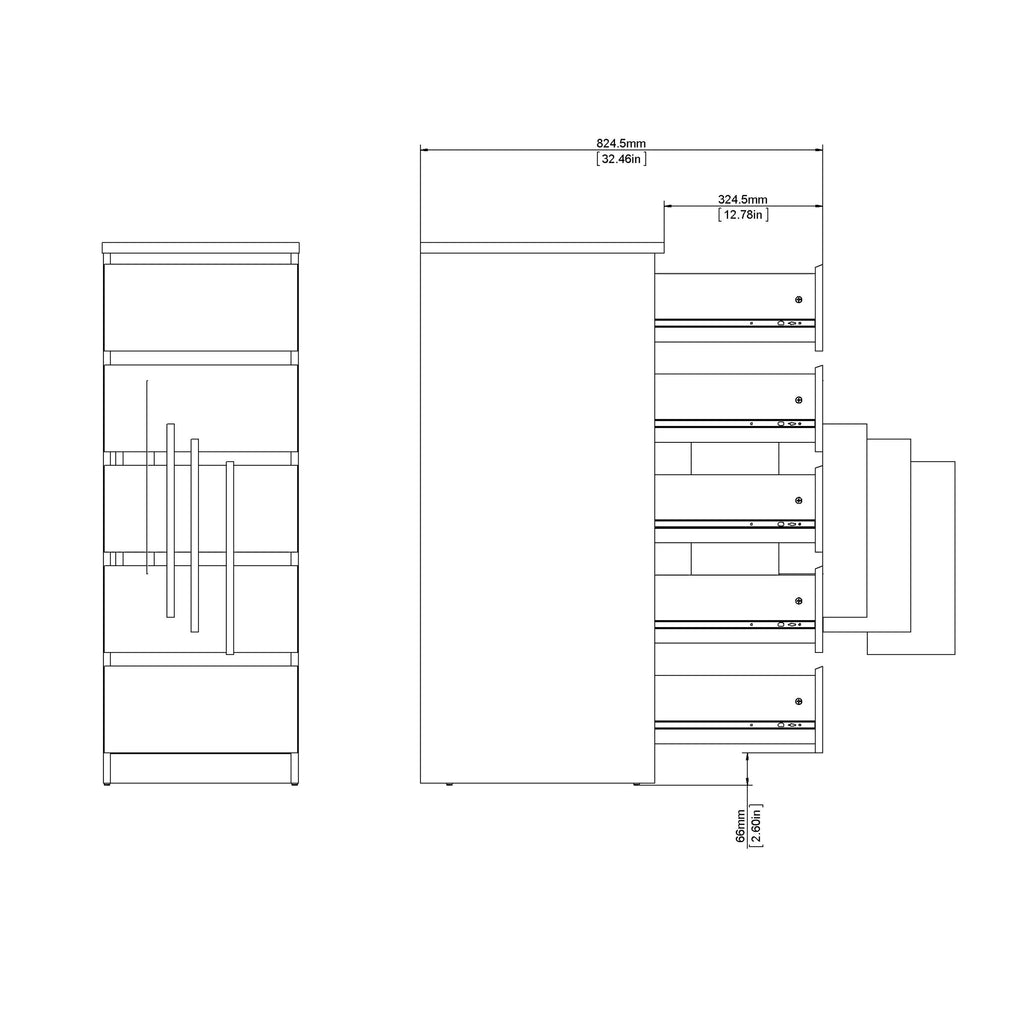 Naia Narrow Chest of 5 Drawers in Black Matt - image 10