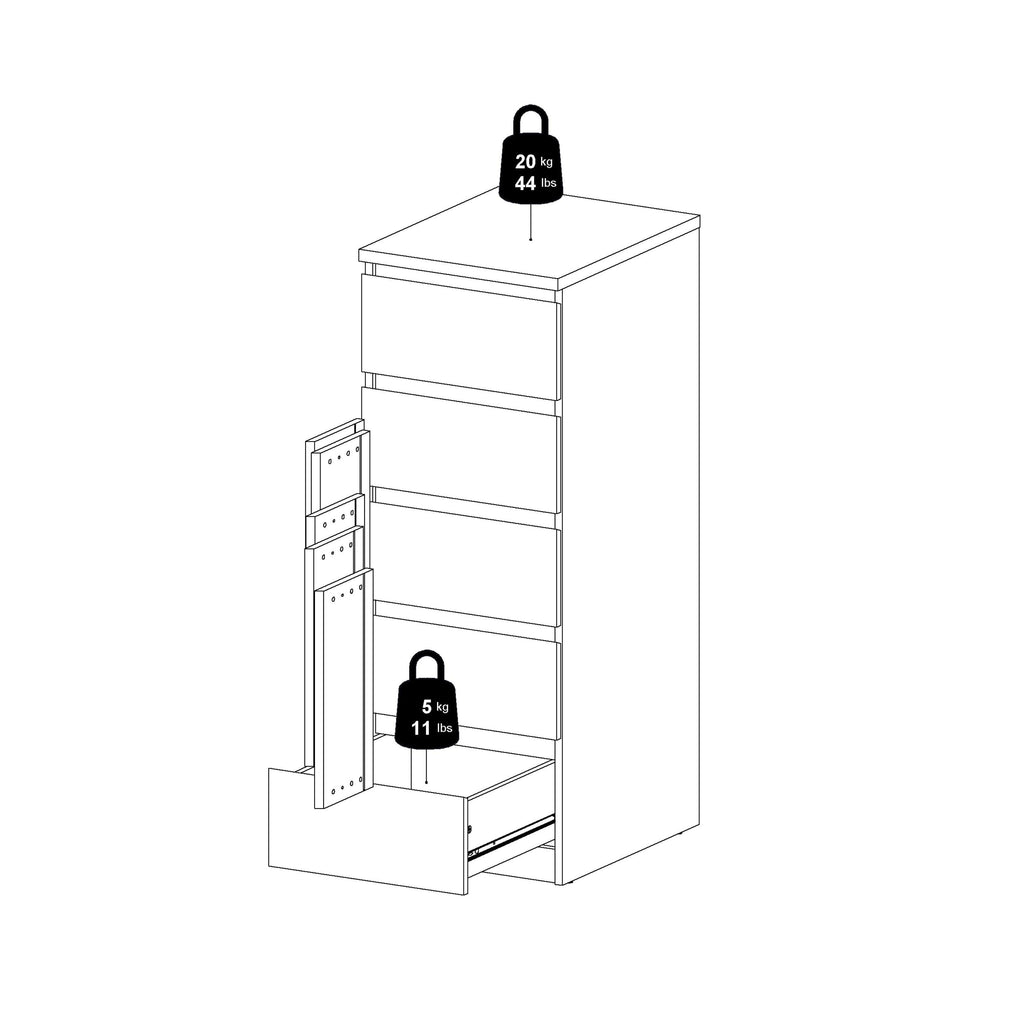 Naia Narrow Chest of 5 Drawers in Black Matt - image 11
