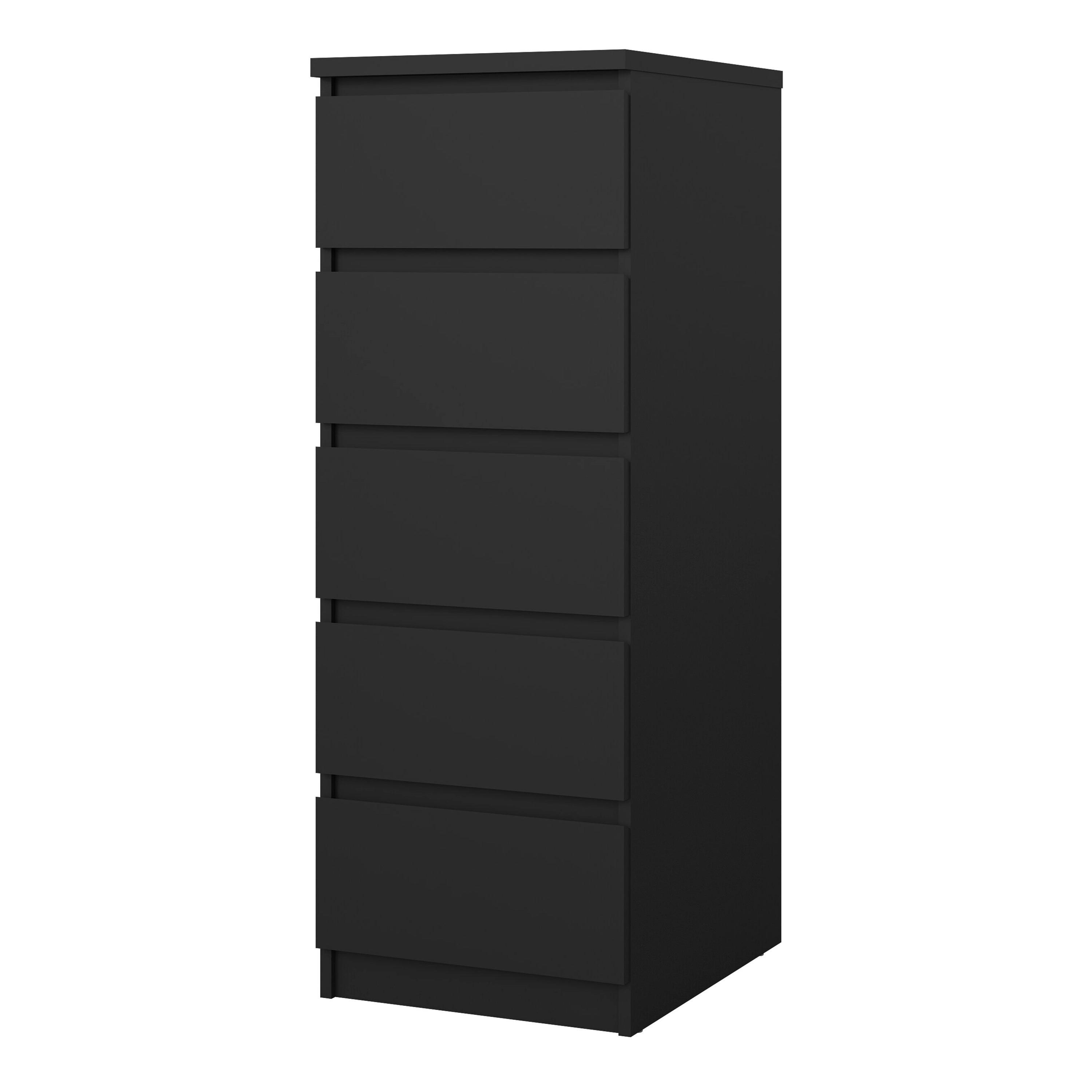 Naia Narrow Chest of 5 Drawers in Black Matt - image 3
