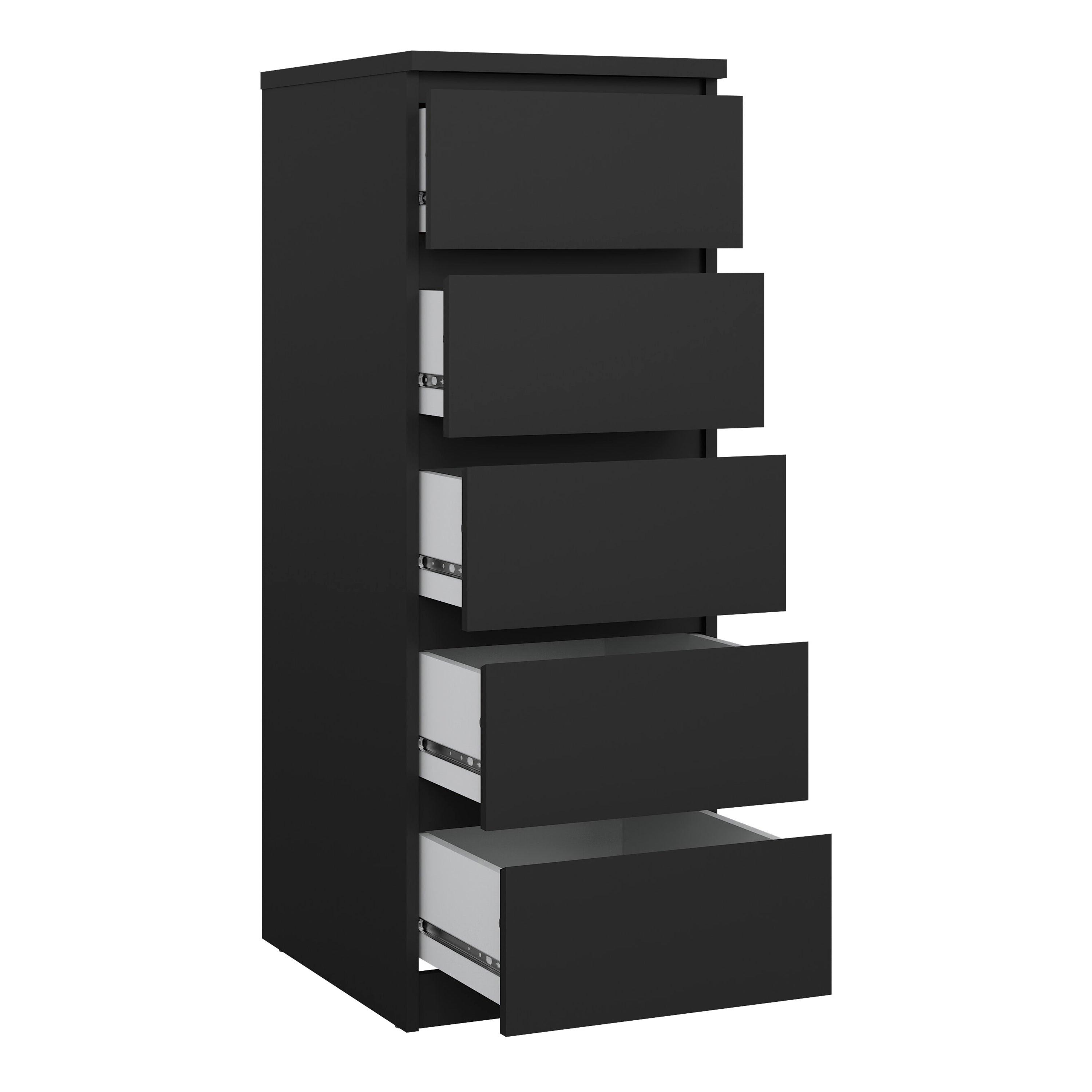 Naia Narrow Chest of 5 Drawers in Black Matt - image 4