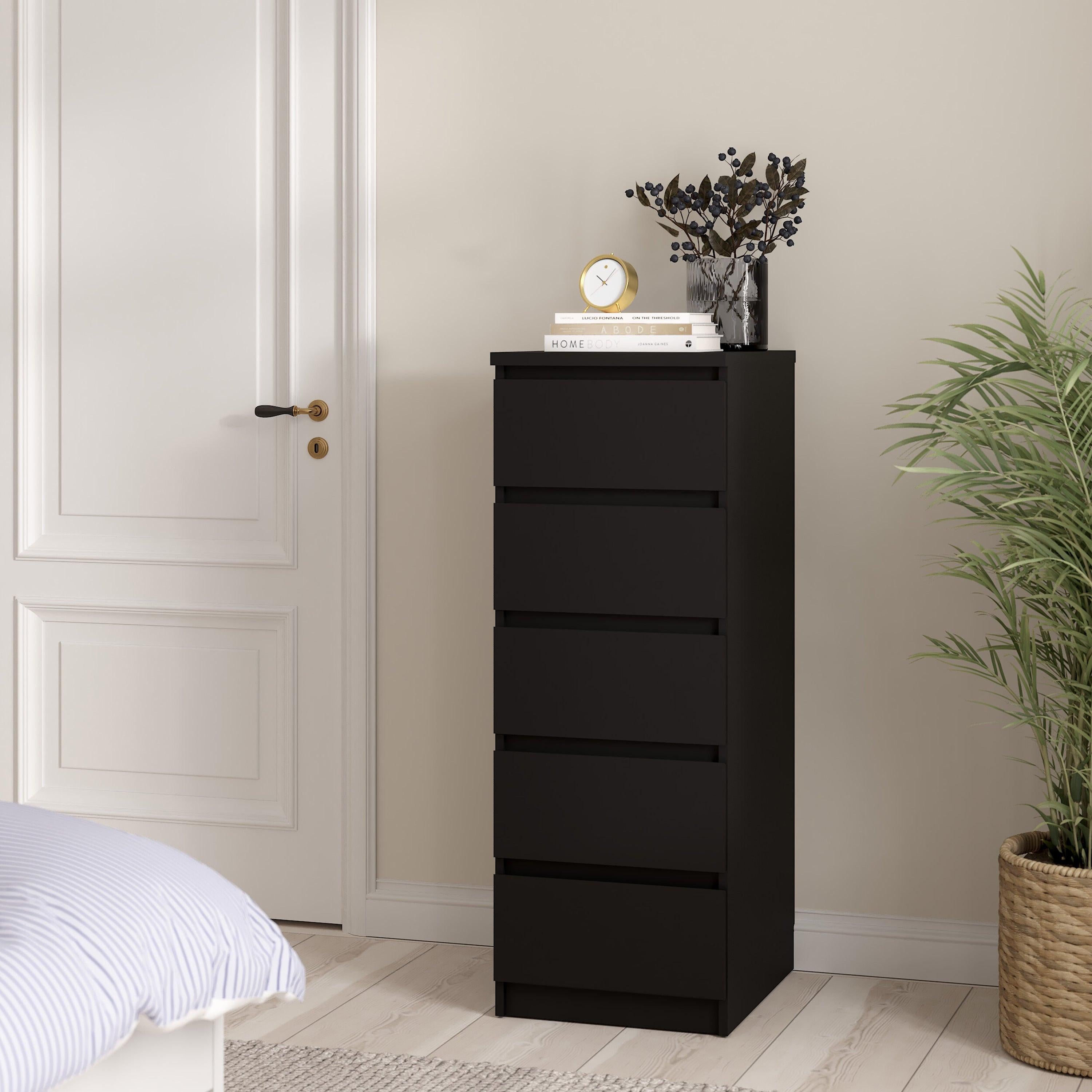 Naia Narrow Chest of 5 Drawers in Black Matt - image 5