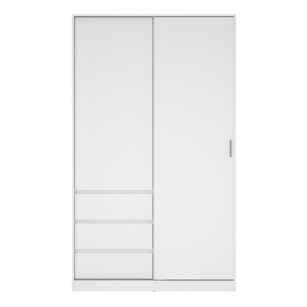 Naia Wardrobe with 1 Sliding Door and 1 Door + 3 Drawers in White - image 2