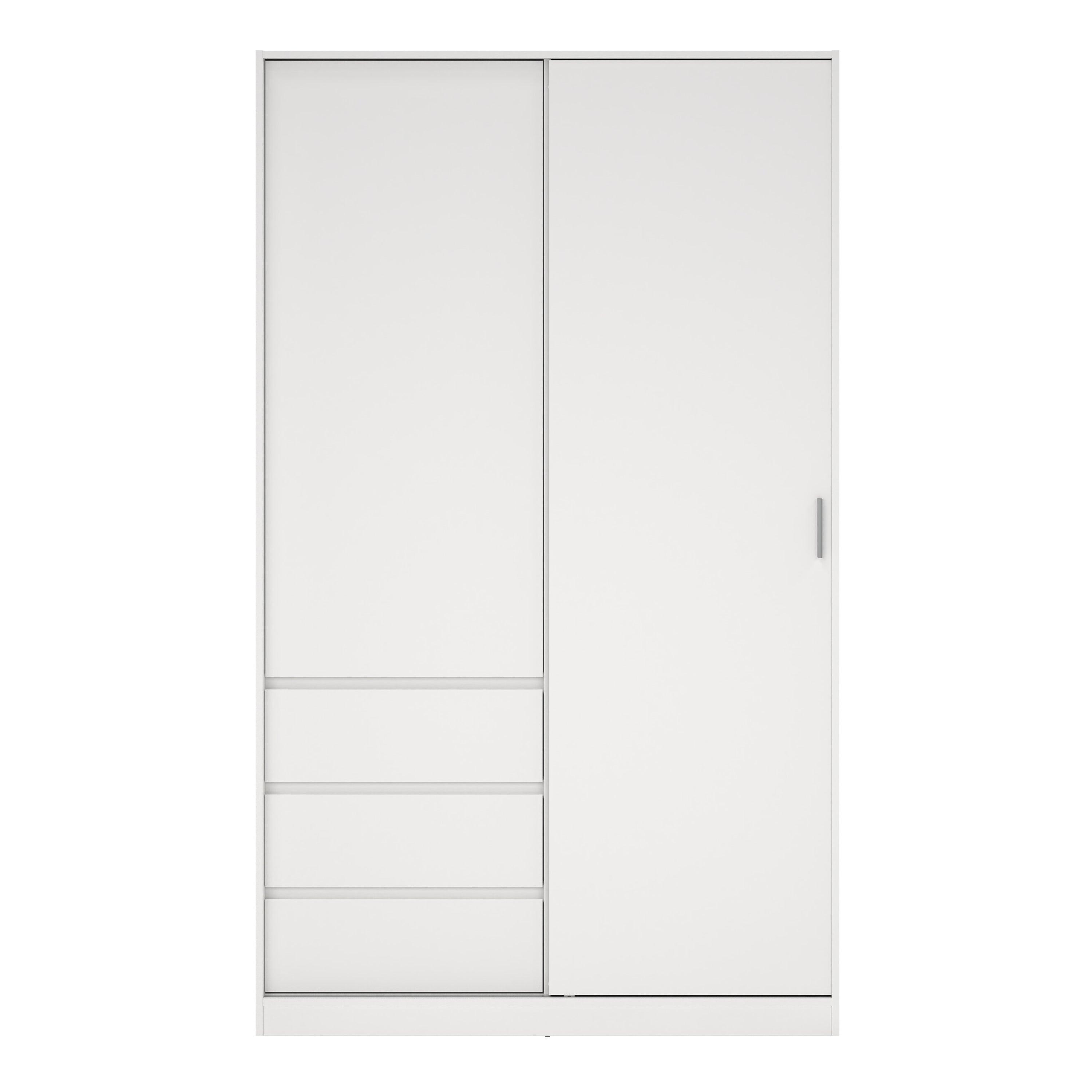 Naia Wardrobe with 1 Sliding Door and 1 Door + 3 Drawers in White - image 2