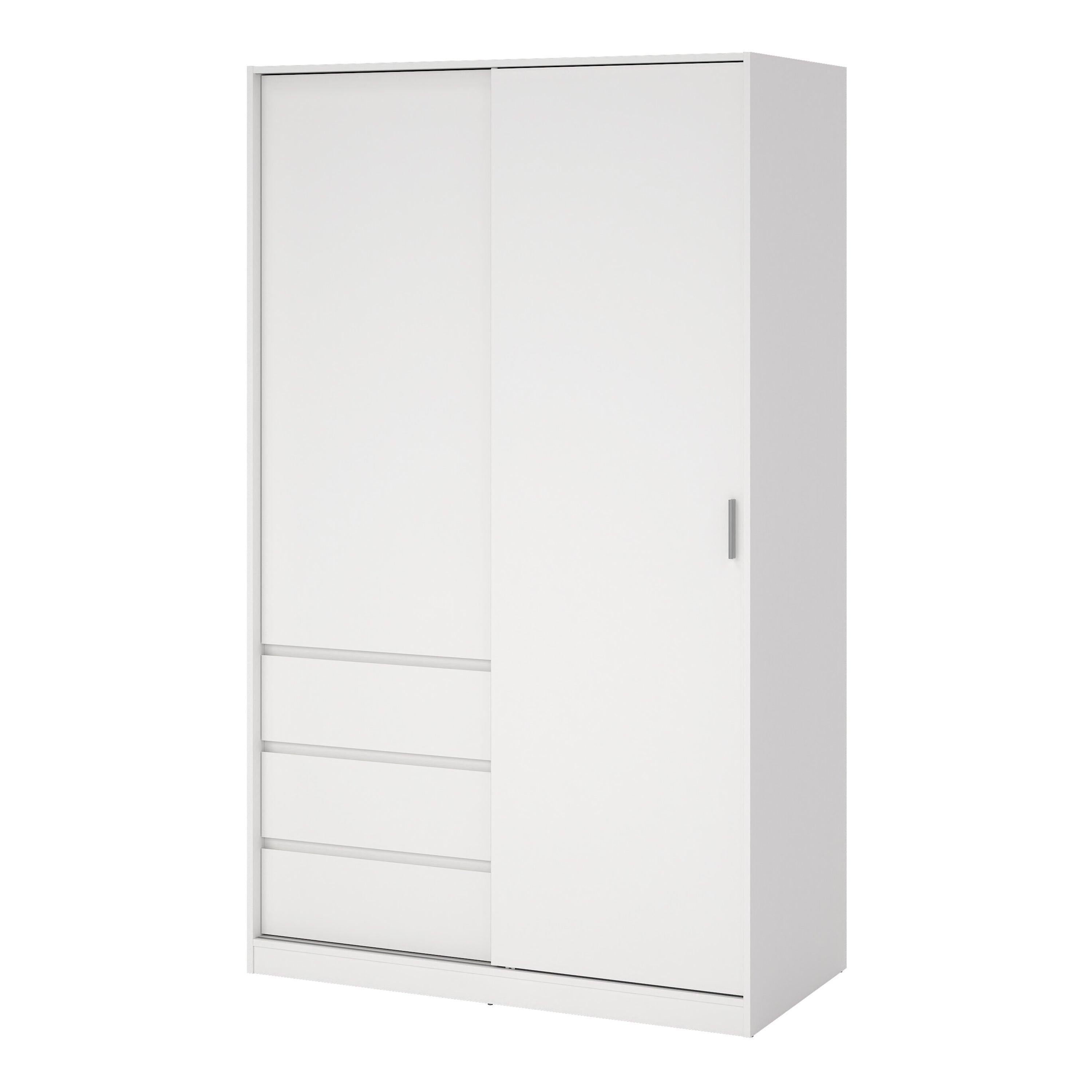 Naia Wardrobe with 1 Sliding Door and 1 Door + 3 Drawers in White - image 3