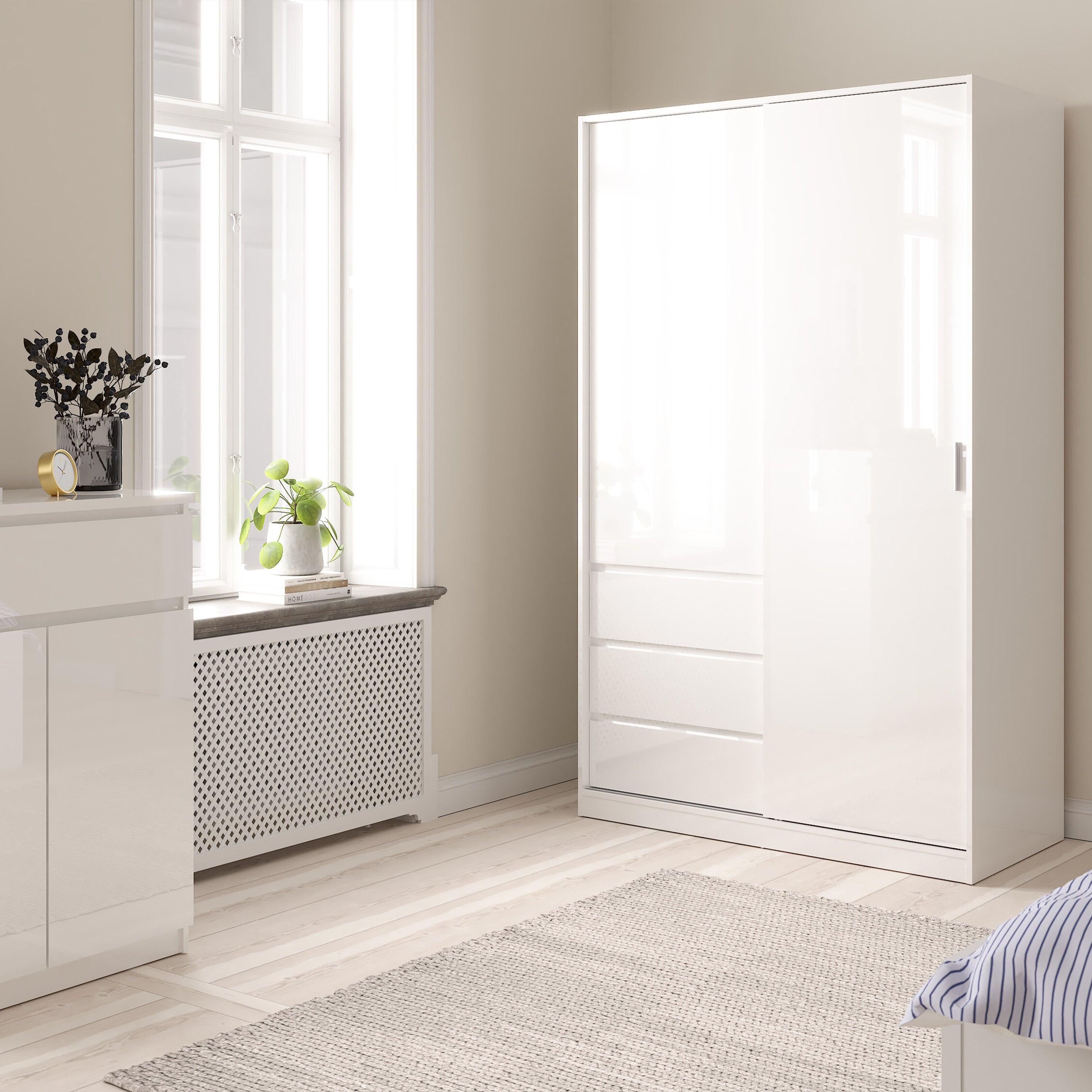 Naia Wardrobe with 1 Sliding Door and 1 Door + 3 Drawers in White - image 5