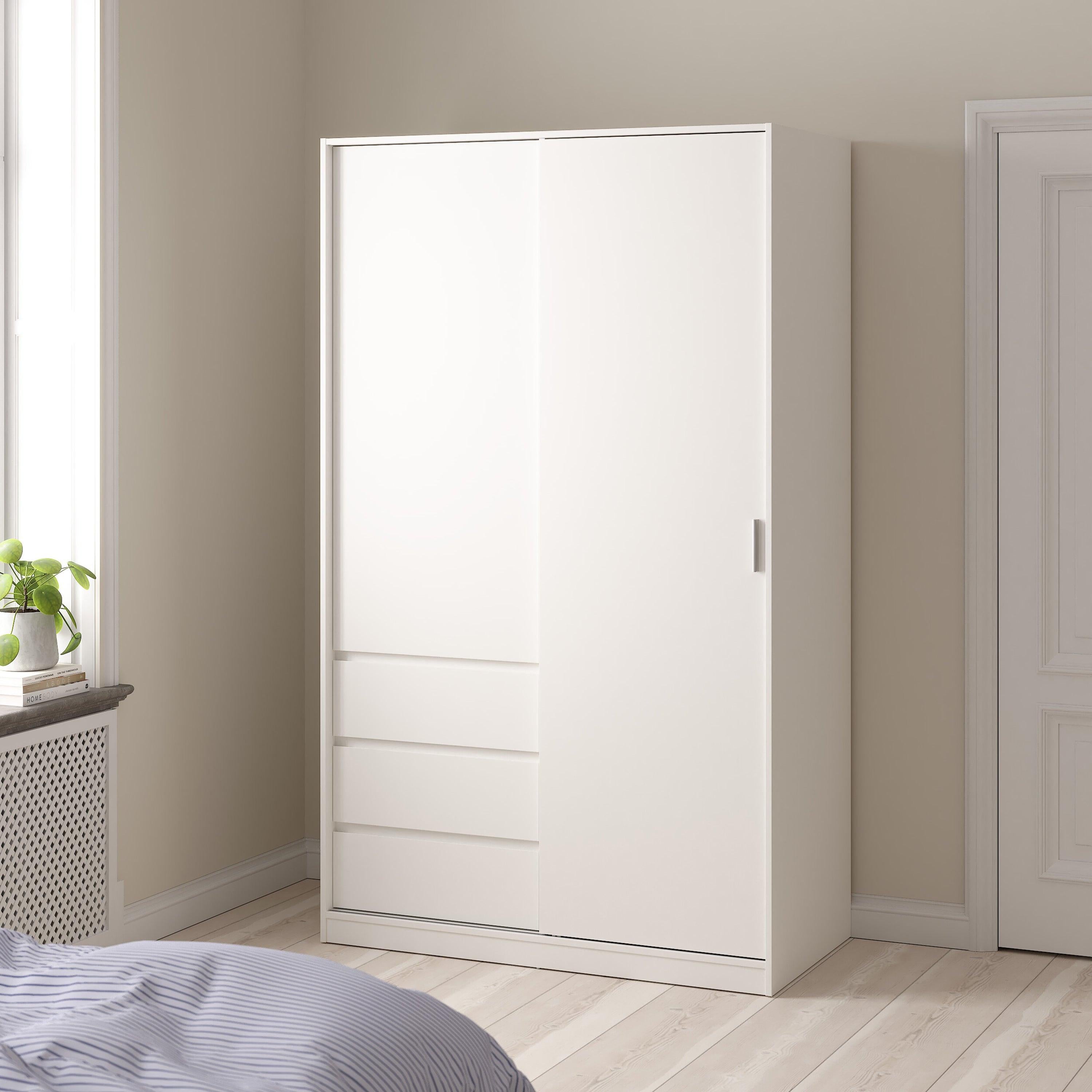 Naia Wardrobe with 1 Sliding Door and 1 Door + 3 Drawers in White - image 6