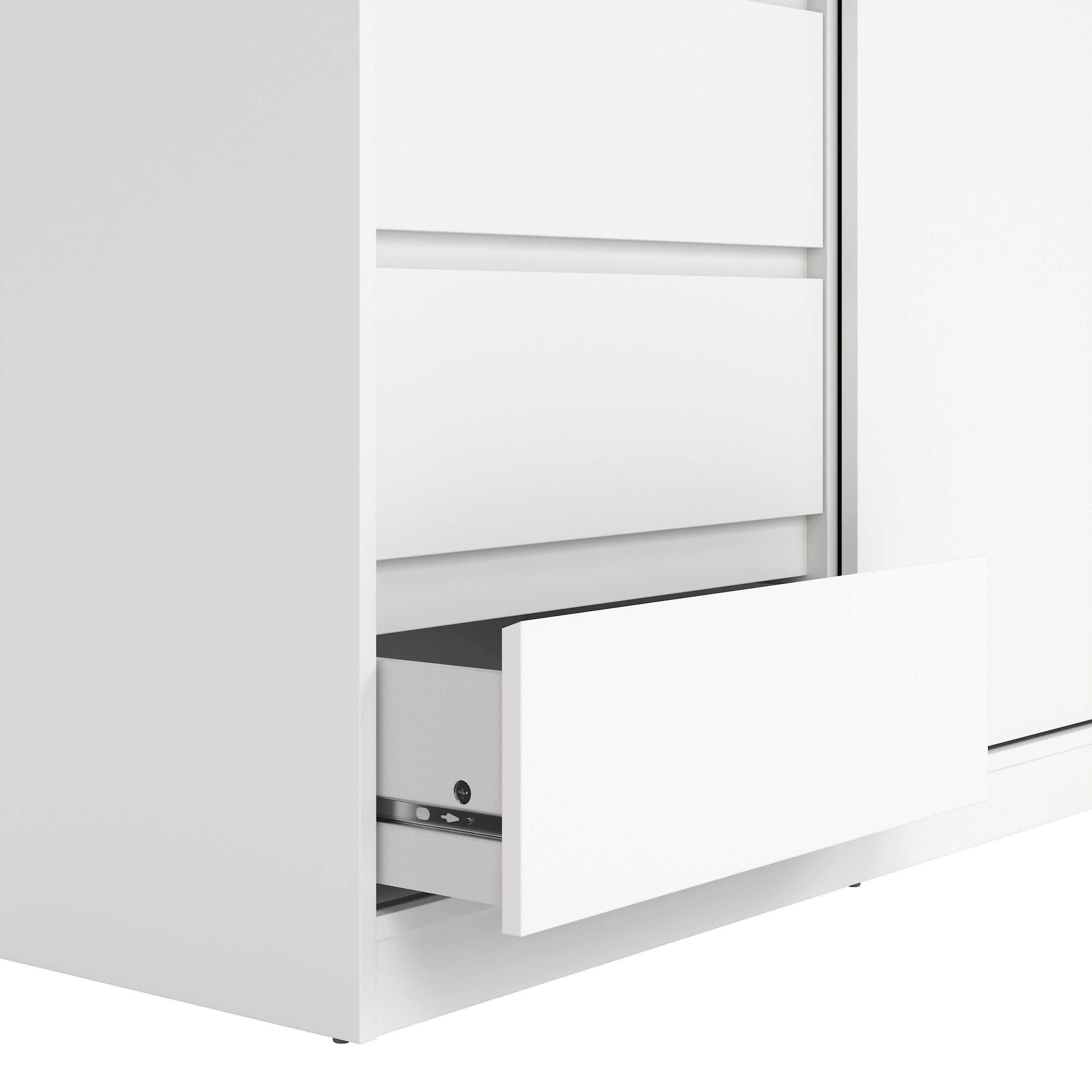 Naia Wardrobe with 1 Sliding Door and 1 Door + 3 Drawers in White - image 9