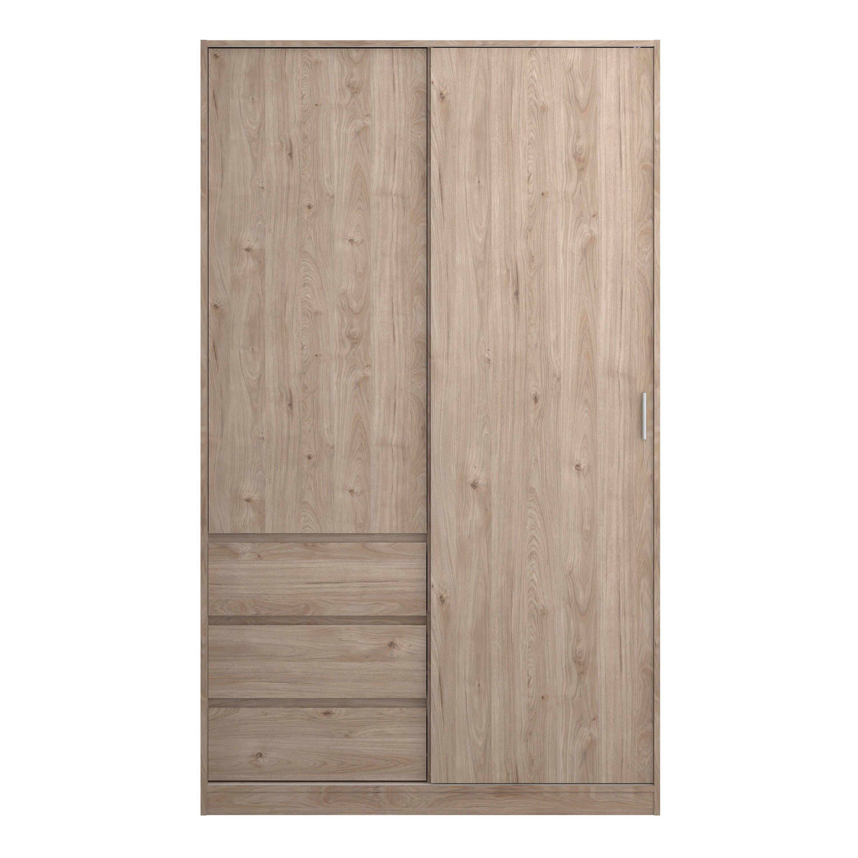 Naia Wardrobe with 1 Sliding Door 1 Door 3 Drawers in Jackson Hickory Oak - image 2