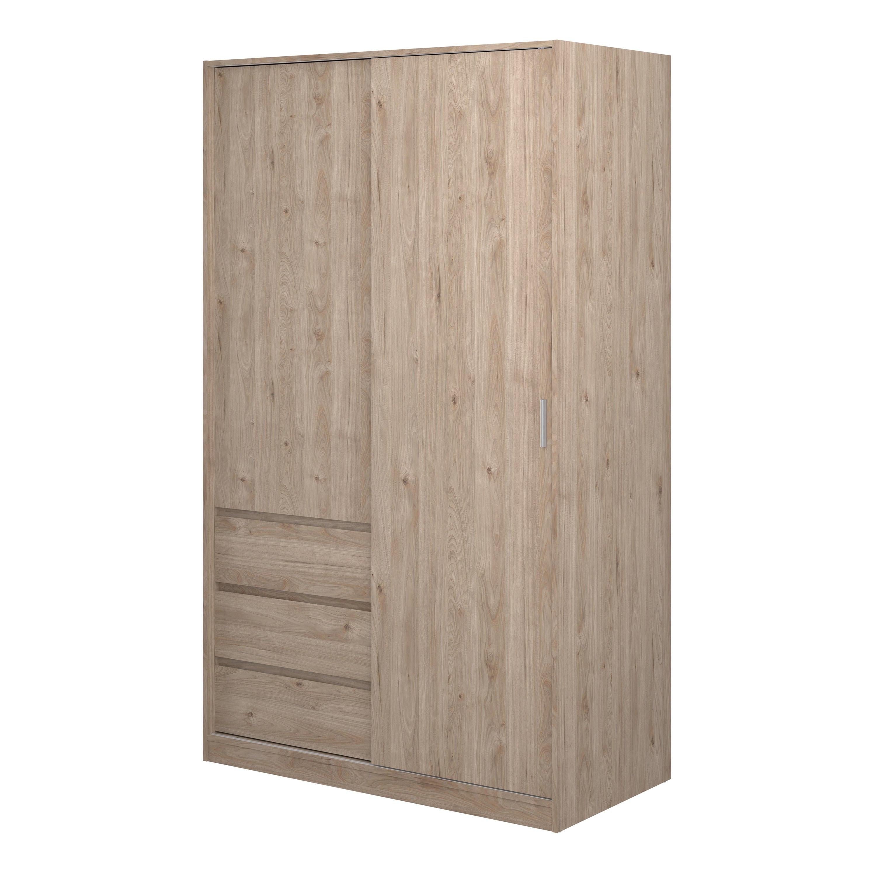 Naia Wardrobe with 1 Sliding Door 1 Door 3 Drawers in Jackson Hickory Oak - image 3