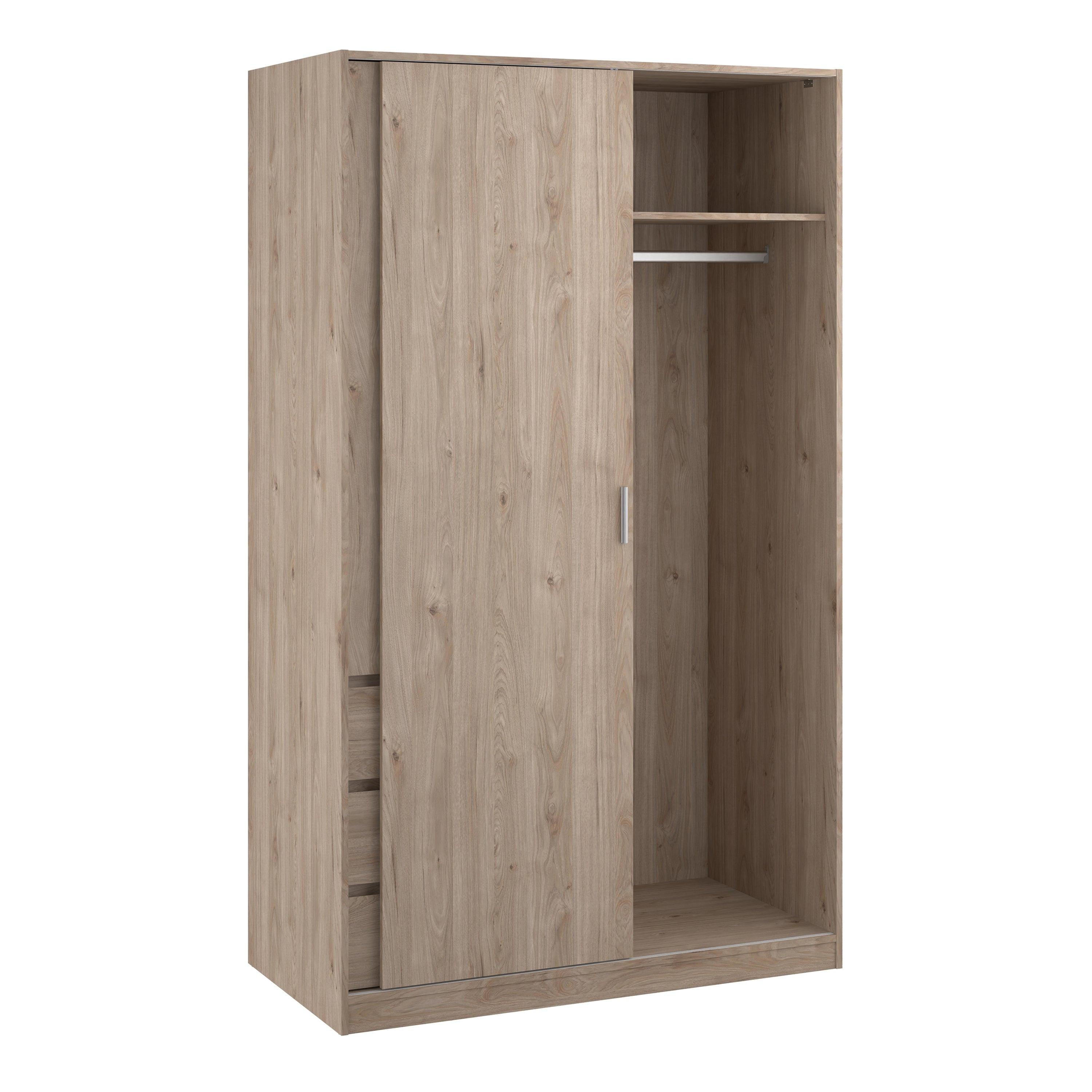 Naia Wardrobe with 1 Sliding Door 1 Door 3 Drawers in Jackson Hickory Oak - image 4