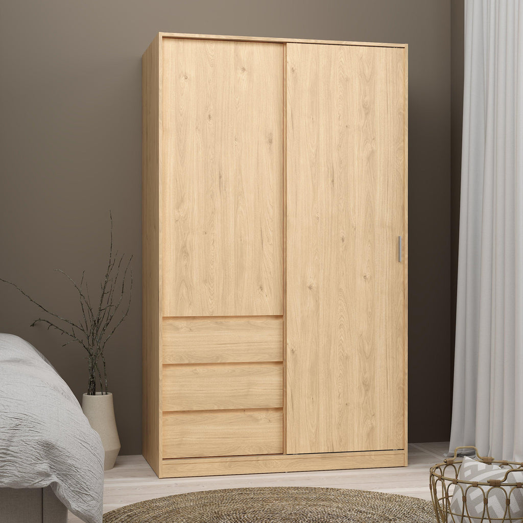 Naia Wardrobe with 1 Sliding Door 1 Door 3 Drawers in Jackson Hickory Oak - image 5