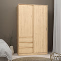 Naia Wardrobe with 1 Sliding Door 1 Door 3 Drawers in Jackson Hickory Oak - image 5
