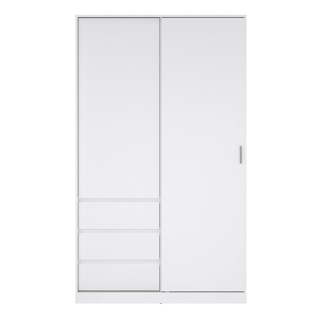 Naia Wardrobe with 1 Sliding Door 1 Door 3 Drawers in White High Gloss - image 2