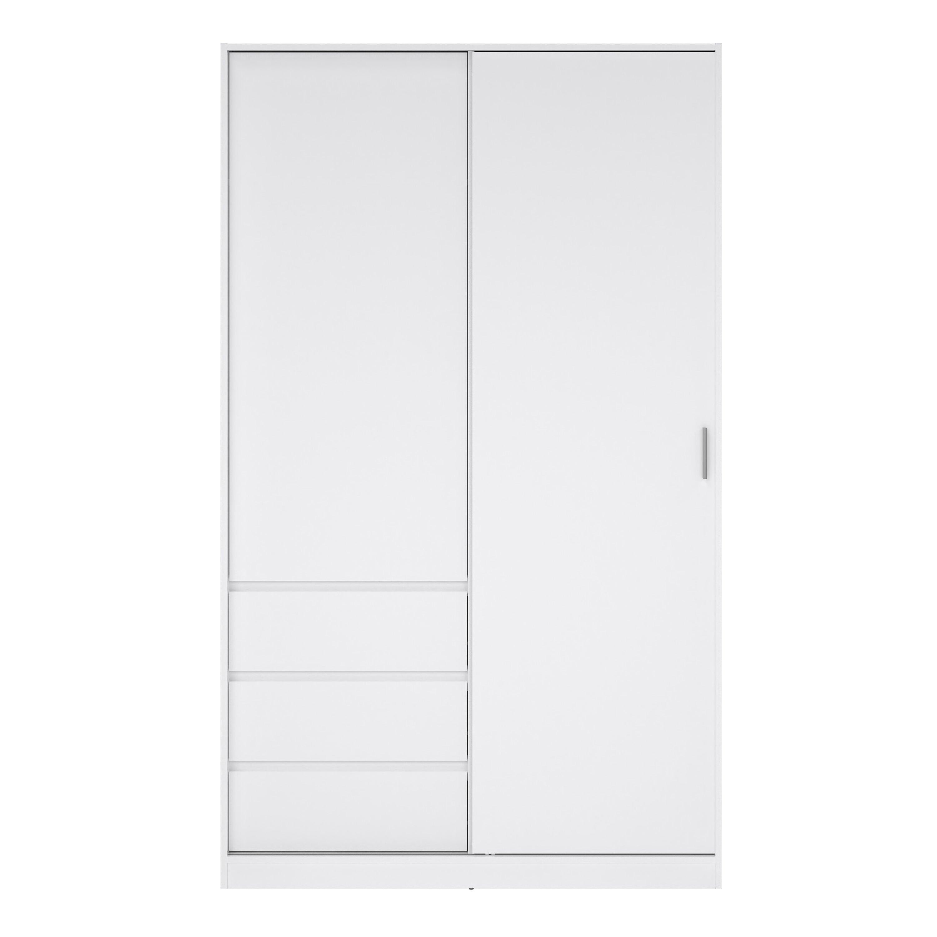 Naia Wardrobe with 1 Sliding Door 1 Door 3 Drawers in White High Gloss - image 2