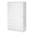 Naia Wardrobe with 1 Sliding Door 1 Door 3 Drawers in White High Gloss - image 3