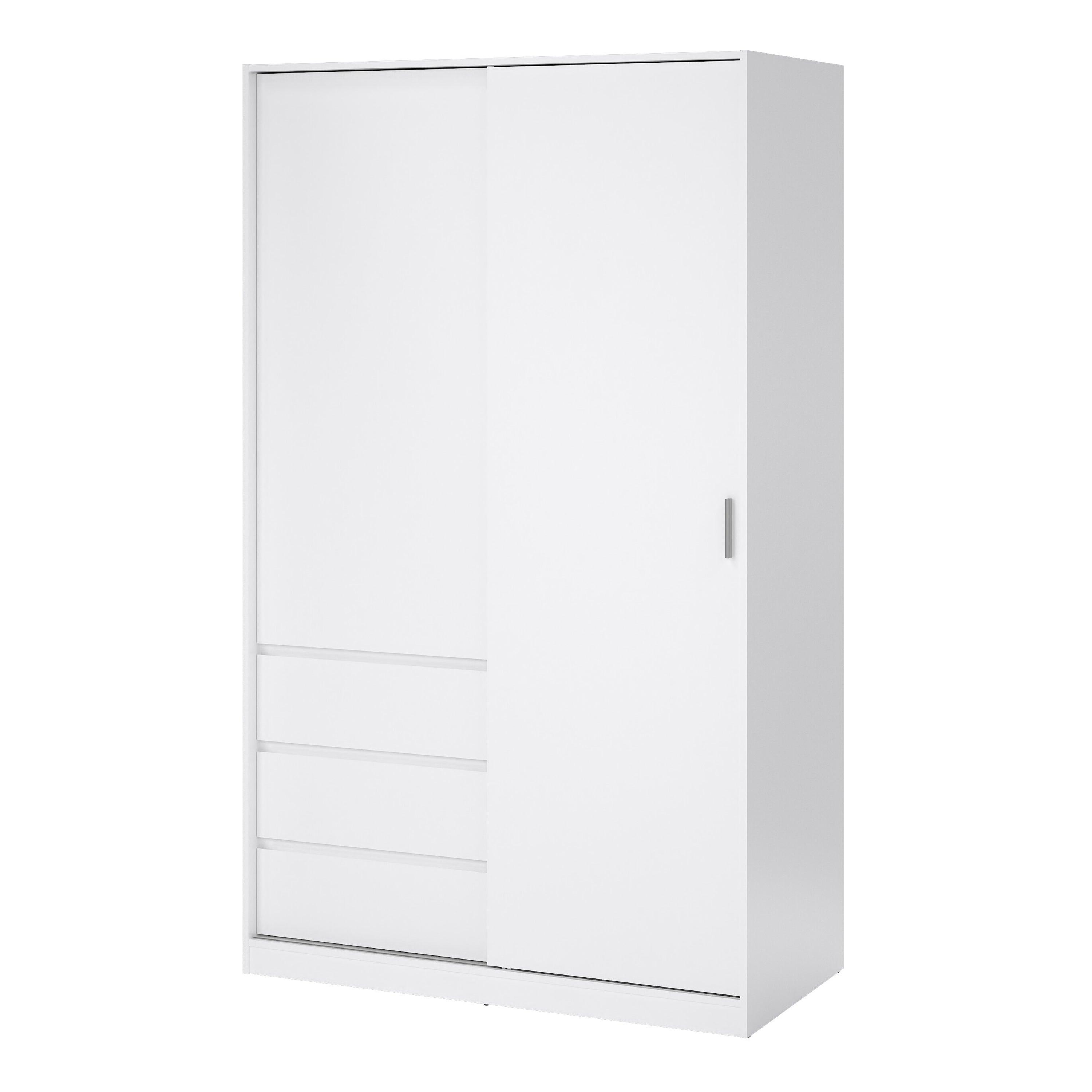 Naia Wardrobe with 1 Sliding Door 1 Door 3 Drawers in White High Gloss - image 3