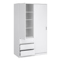Naia Wardrobe with 1 Sliding Door 1 Door 3 Drawers in White High Gloss - image 4