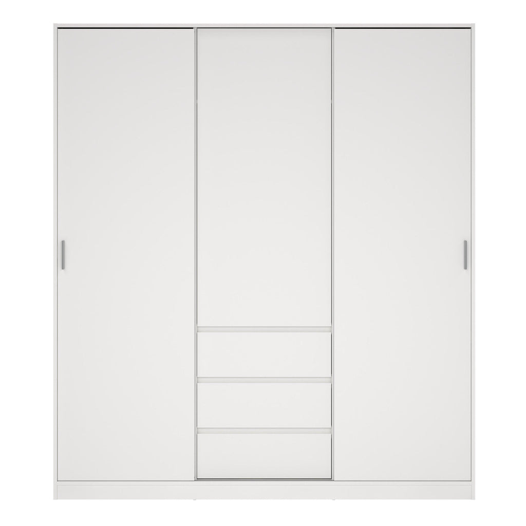 Naia Wardrobe with 2 Sliding Doors + 1 Door + 3 Drawers in White - image 2