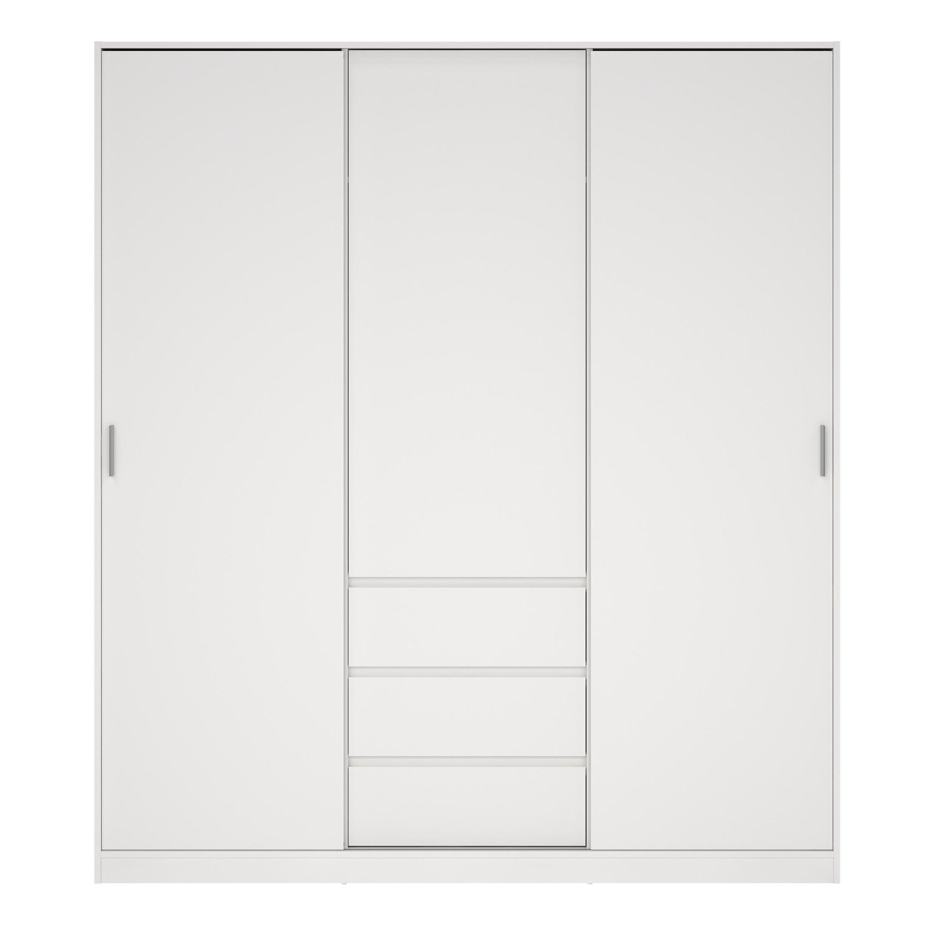 Naia Wardrobe with 2 Sliding Doors + 1 Door + 3 Drawers in White - image 2