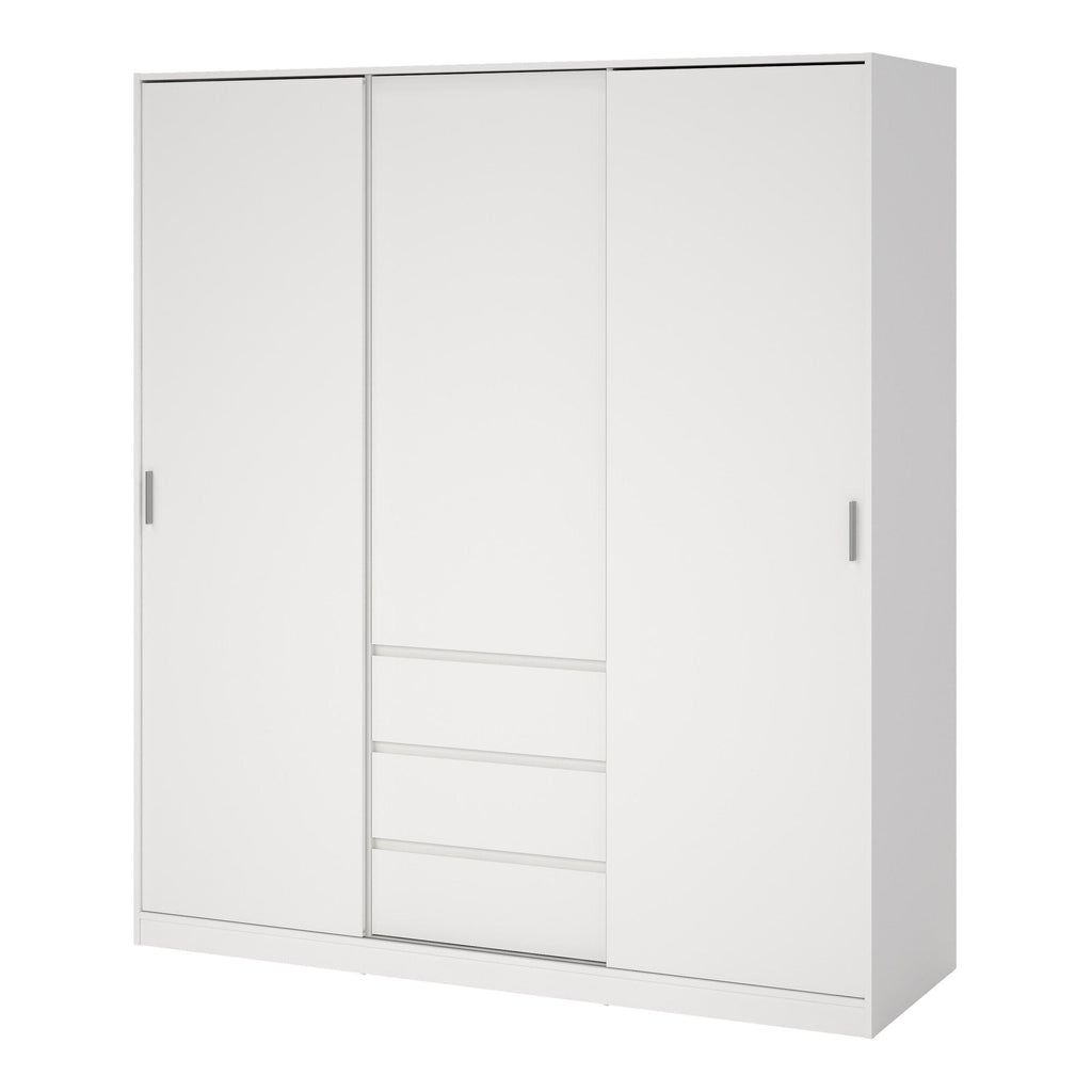 Naia Wardrobe with 2 Sliding Doors + 1 Door + 3 Drawers in White - image 3
