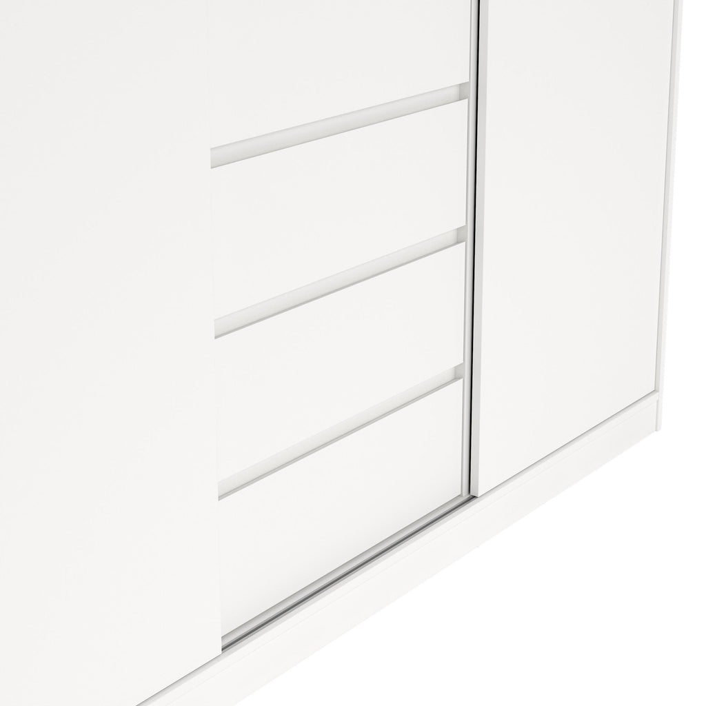 Naia Wardrobe with 2 Sliding Doors + 1 Door + 3 Drawers in White - image 8