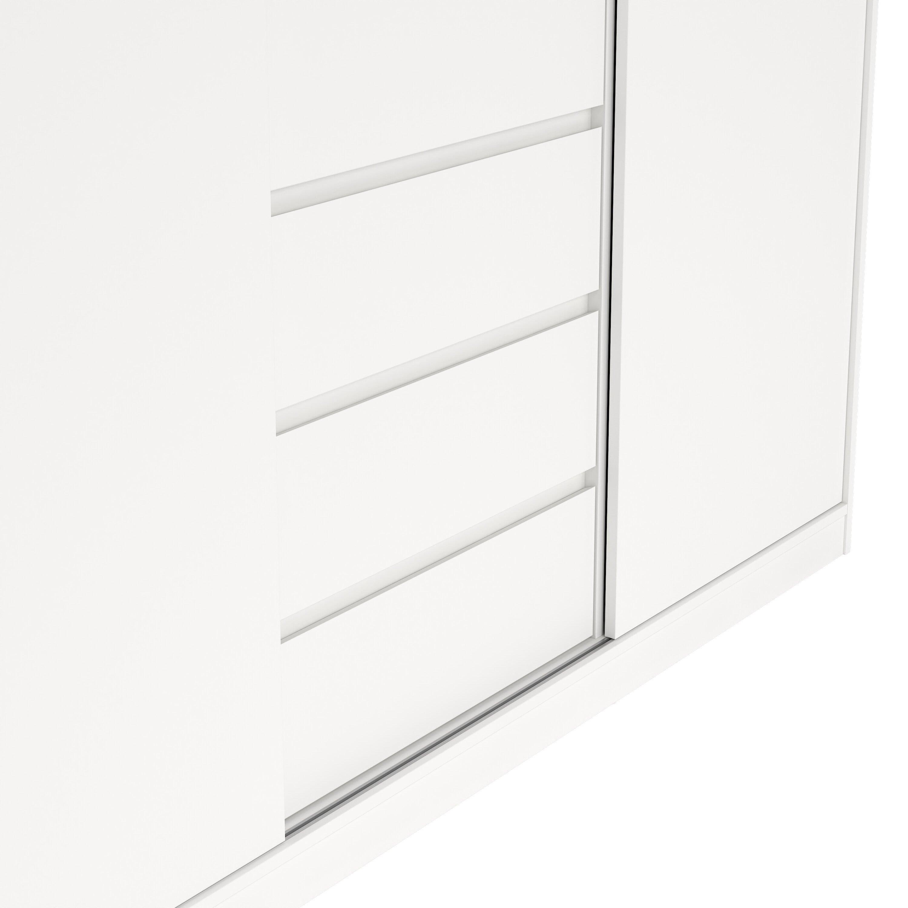 Naia Wardrobe with 2 Sliding Doors + 1 Door + 3 Drawers in White - image 8