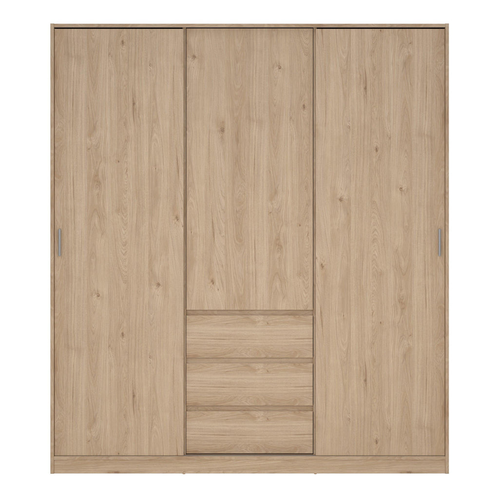 Naia Wardrobe with 2 Sliding Doors 1 Door 3 Drawers in Jackson Hickory Oak - image 2