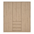 Naia Wardrobe with 2 Sliding Doors 1 Door 3 Drawers in Jackson Hickory Oak - image 2