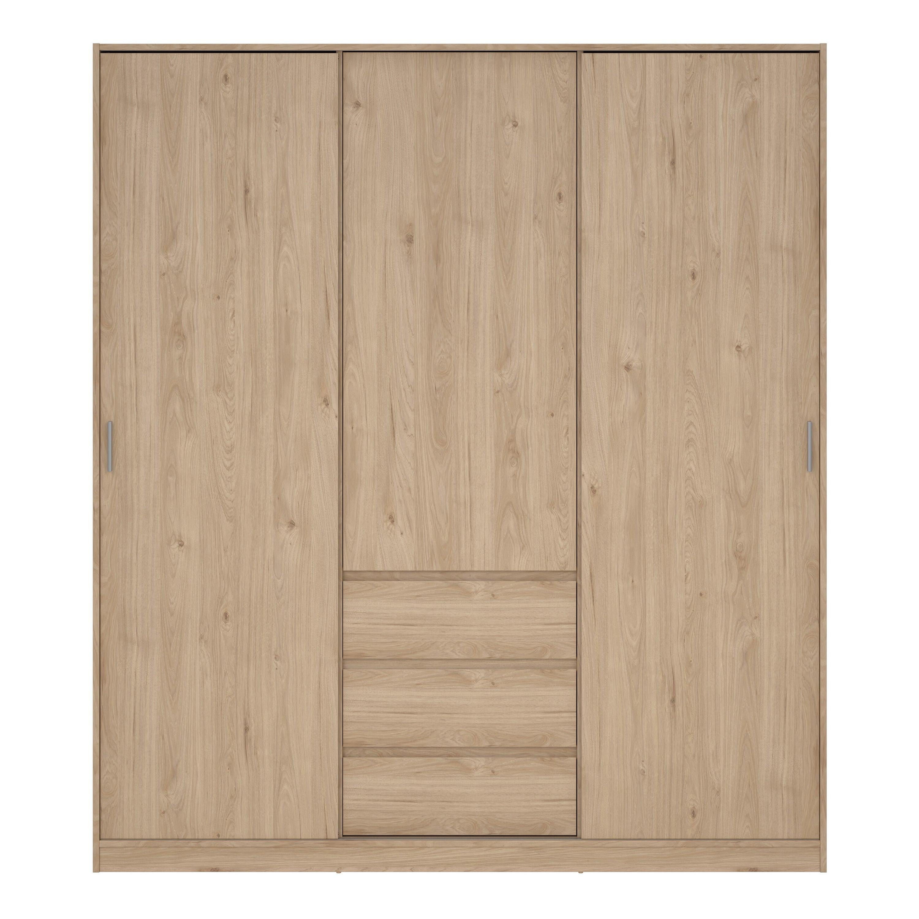 Naia Wardrobe with 2 Sliding Doors 1 Door 3 Drawers in Jackson Hickory Oak - image 2