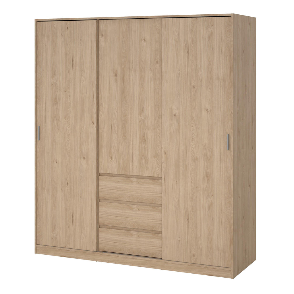 Naia Wardrobe with 2 Sliding Doors 1 Door 3 Drawers in Jackson Hickory Oak - image 3