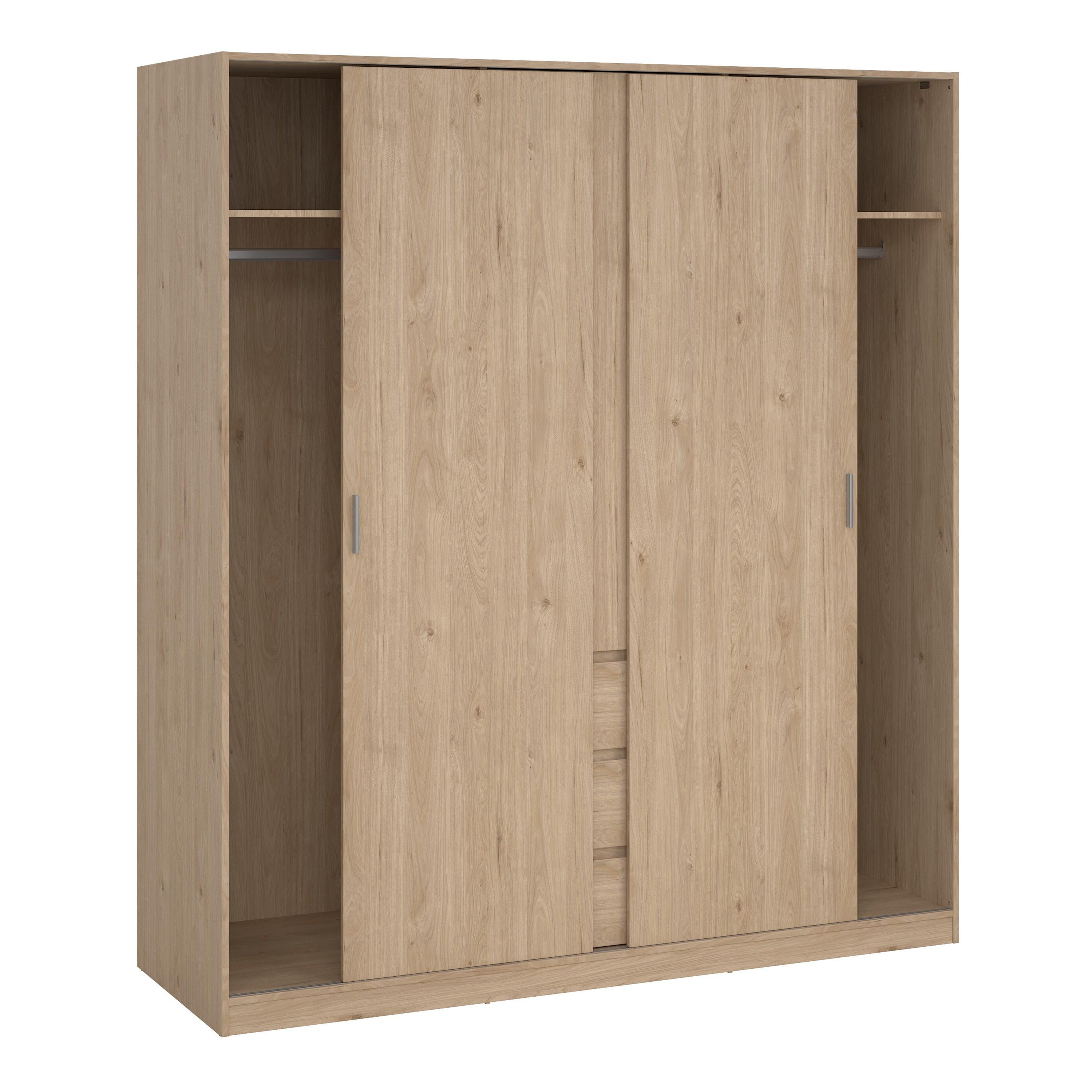 Naia Wardrobe with 2 Sliding Doors 1 Door 3 Drawers in Jackson Hickory Oak - image 4