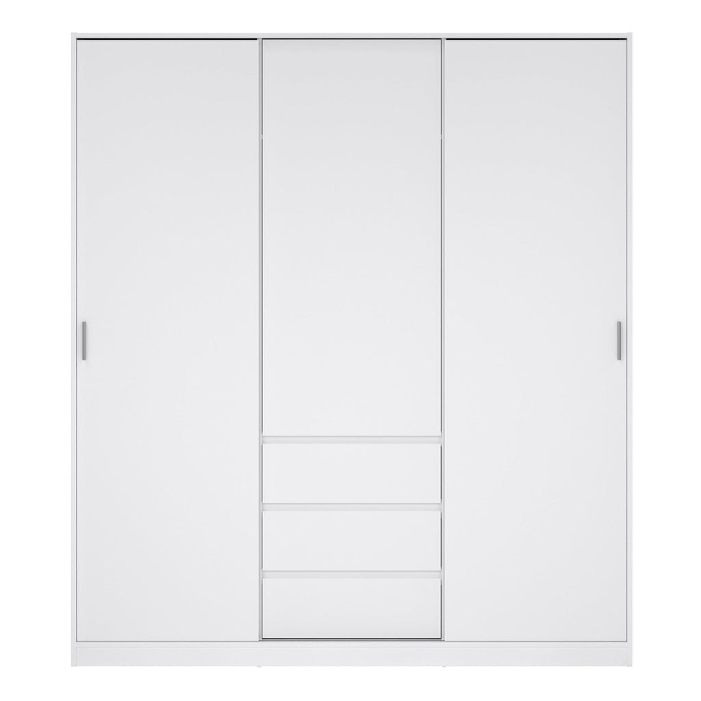 Naia Wardrobe with 2 Sliding Doors 1 Door 3 Drawers in White High Gloss - image 2
