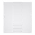 Naia Wardrobe with 2 Sliding Doors 1 Door 3 Drawers in White High Gloss - image 2