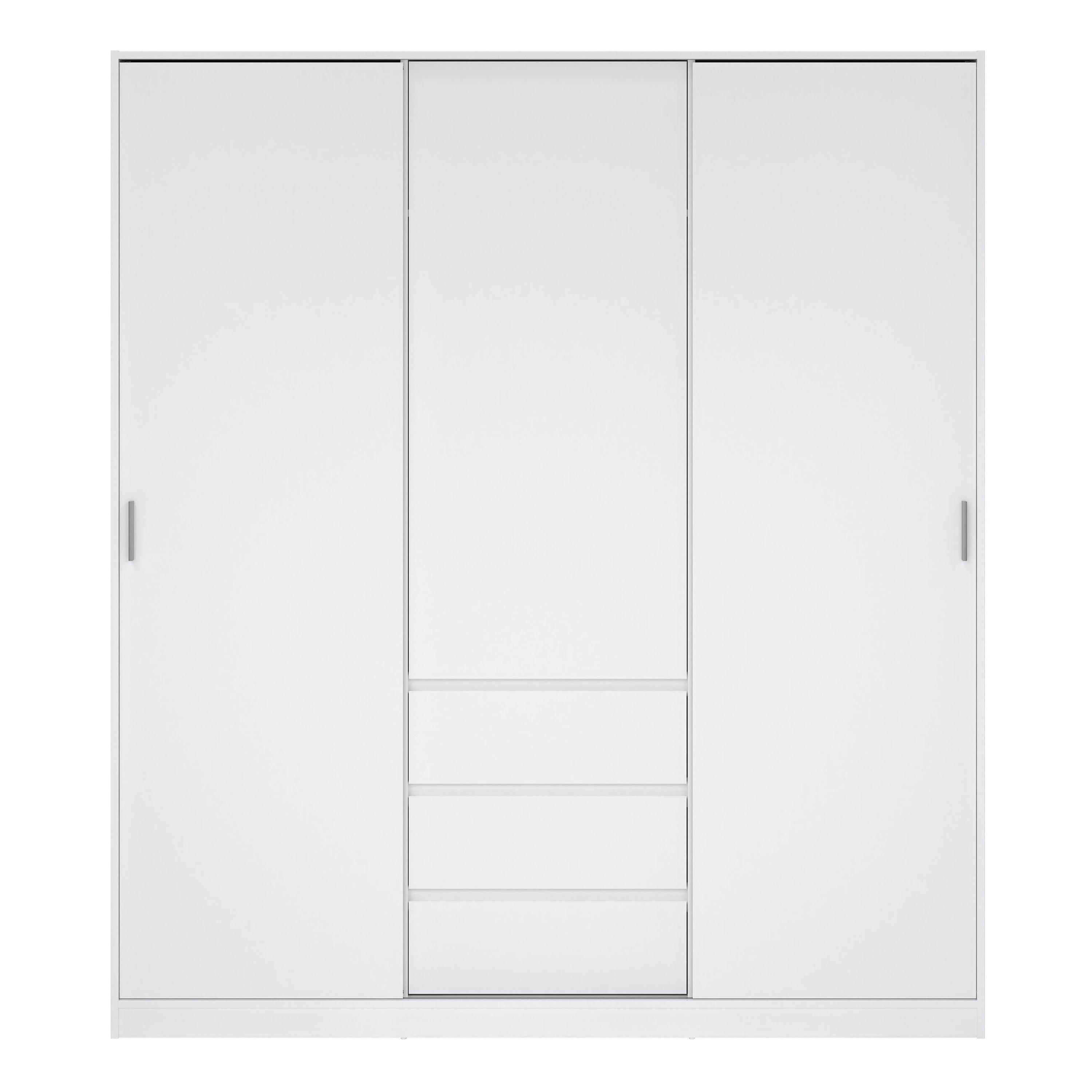 Naia Wardrobe with 2 Sliding Doors 1 Door 3 Drawers in White High Gloss - image 2