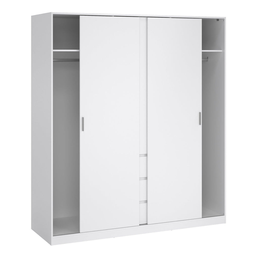 Naia Wardrobe with 2 Sliding Doors 1 Door 3 Drawers in White High Gloss - image 4