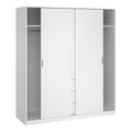 Naia Wardrobe with 2 Sliding Doors 1 Door 3 Drawers in White High Gloss - image 4