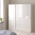 Naia Wardrobe with 2 Sliding Doors 1 Door 3 Drawers in White High Gloss - image 5