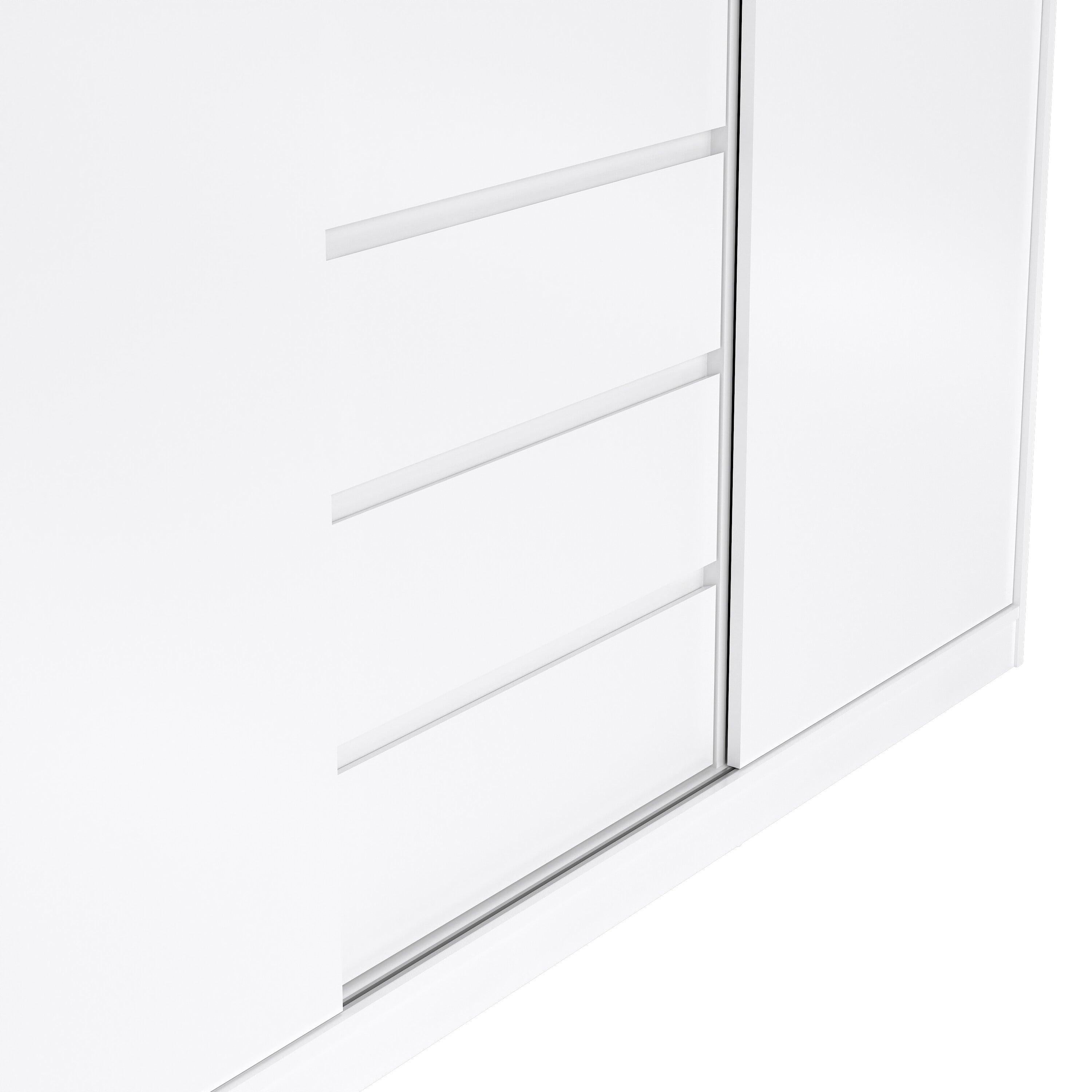 Naia Wardrobe with 2 Sliding Doors 1 Door 3 Drawers in White High Gloss - image 8