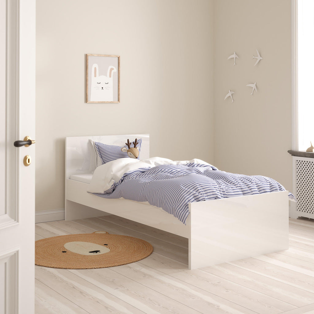 Naia Single Bed 3ft (90 x 190) in White High Gloss - image 8