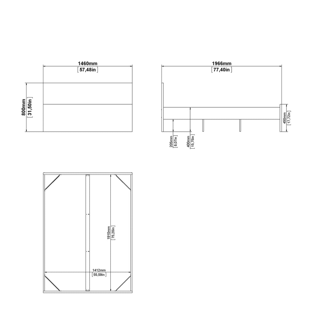 Naia Double Bed 4ft6 (140 x 190) in White High Gloss - image 12
