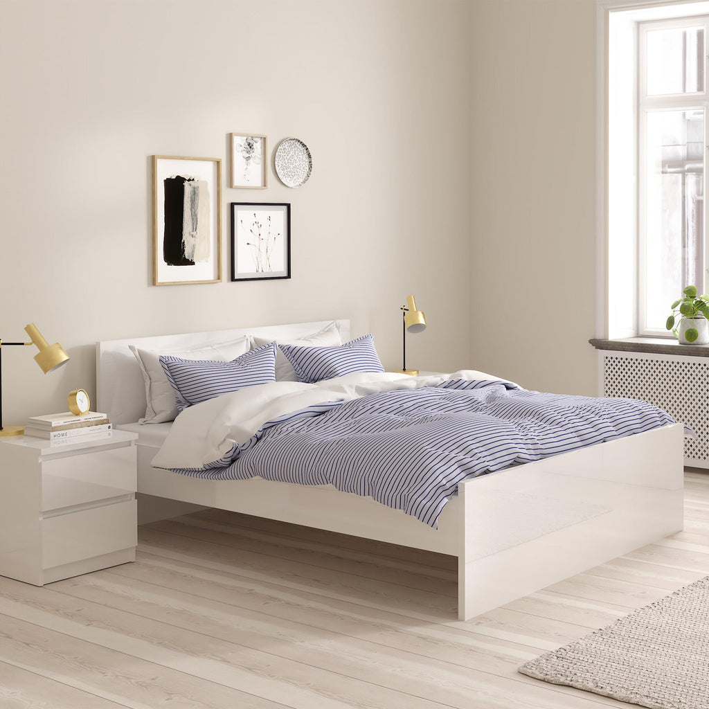 Naia Double Bed 4ft6 (140 x 190) in White High Gloss - image 8