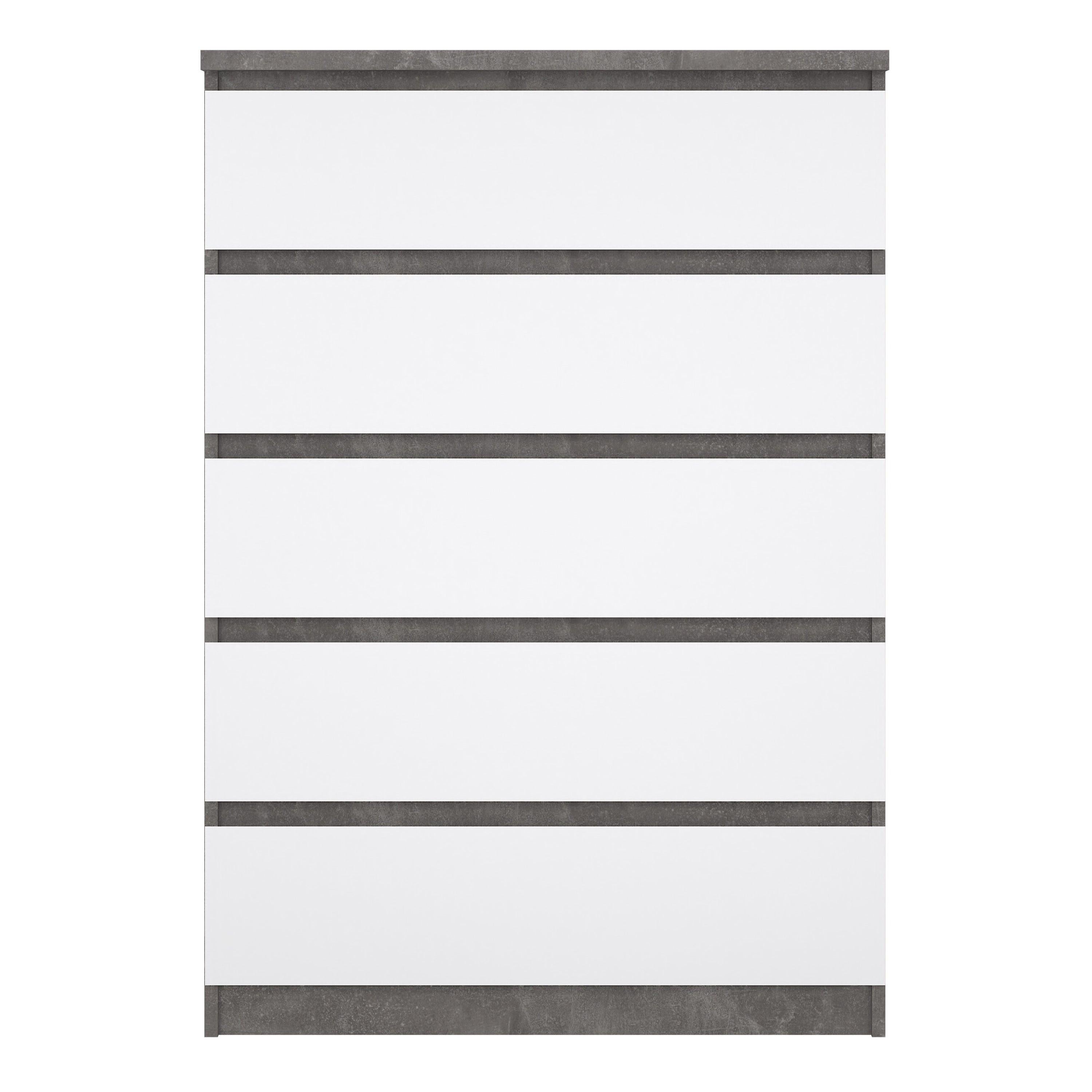 Naia Chest of 5 Drawers in Concrete and White High Gloss - image 2