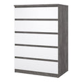 Naia Chest of 5 Drawers in Concrete and White High Gloss - image 3
