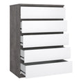 Naia Chest of 5 Drawers in Concrete and White High Gloss - image 4