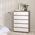 Naia Chest of 5 Drawers in Concrete and White High Gloss - image 5