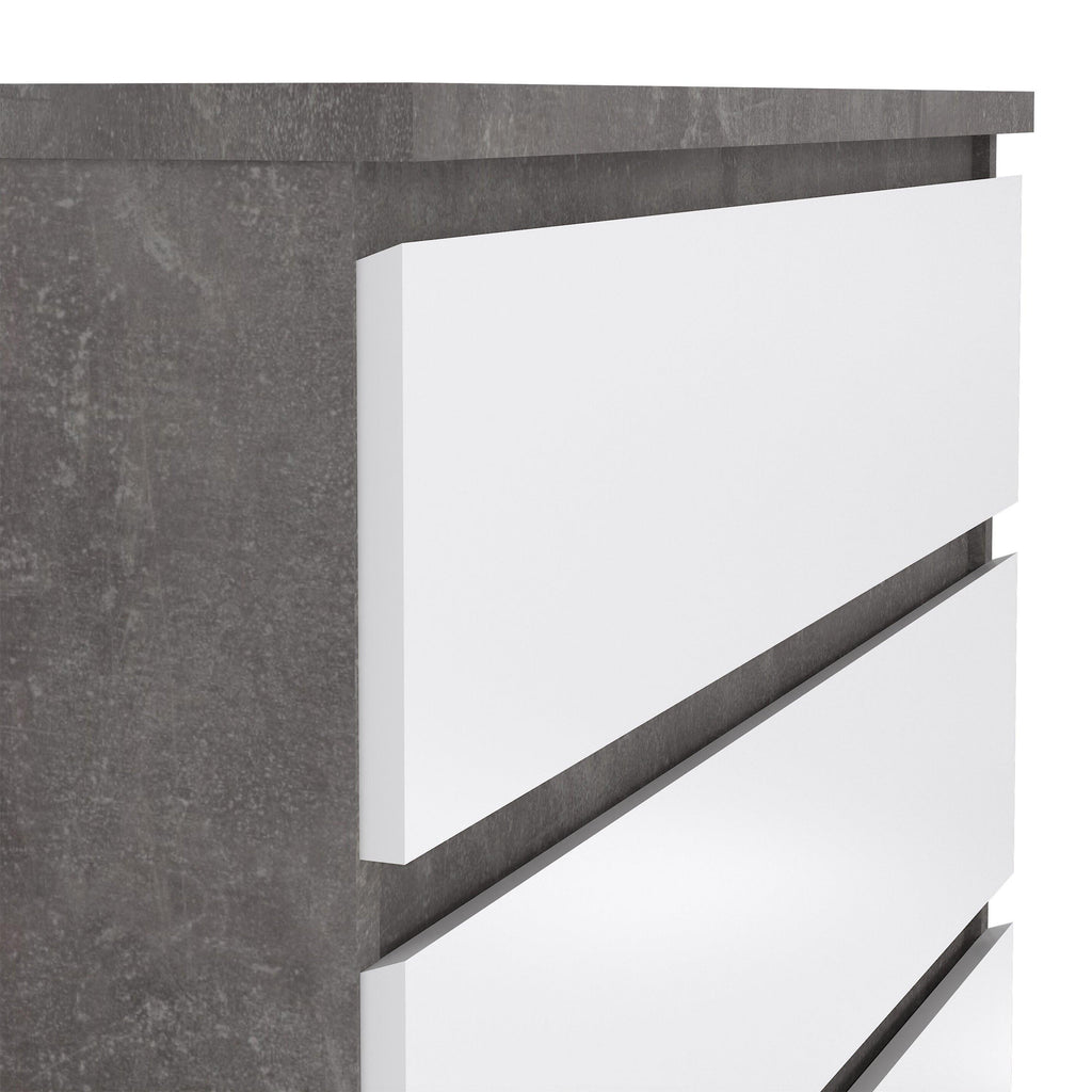 Naia Chest of 5 Drawers in Concrete and White High Gloss - image 6