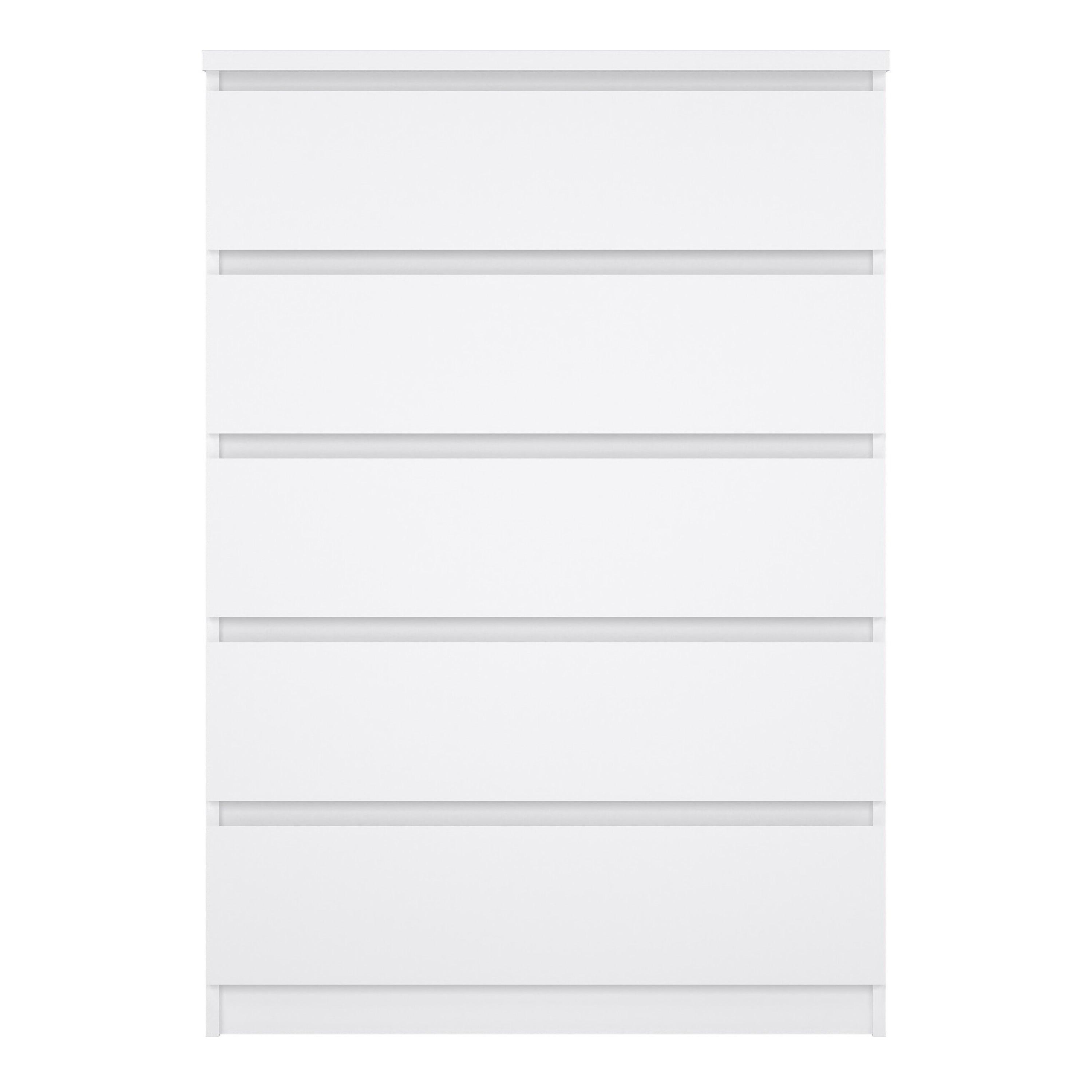 Naia Chest of 5 Drawers in White High Gloss - image 2